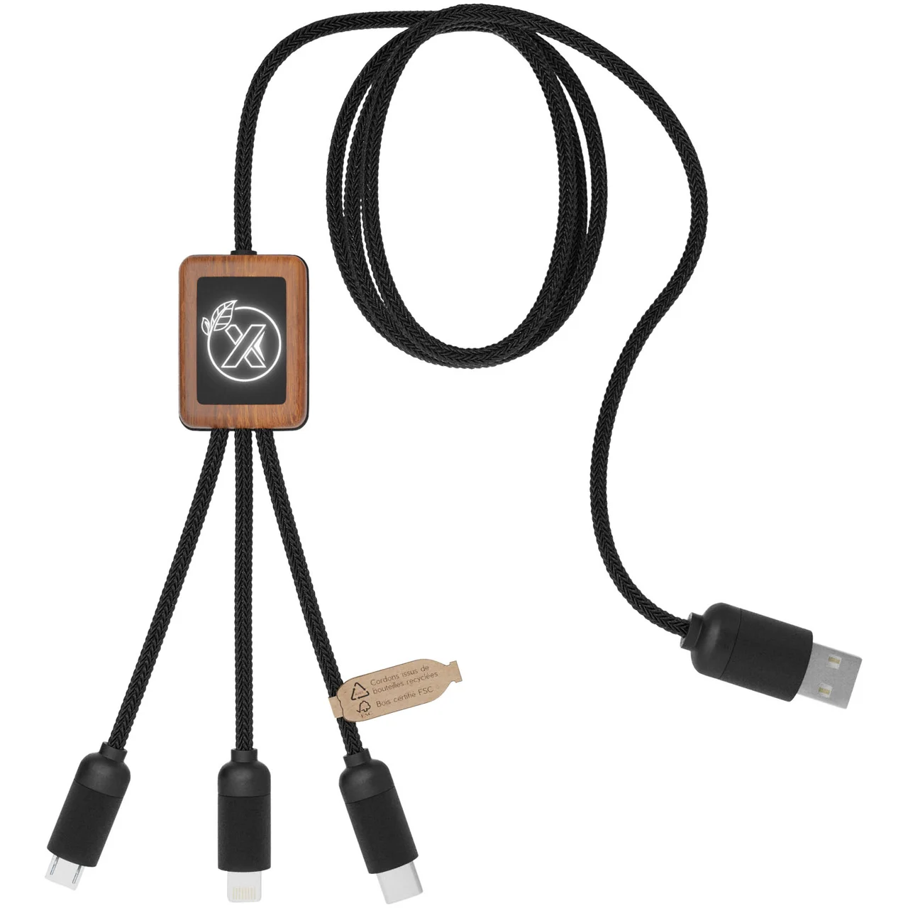 Hovedproduktbilde for Tre SCX.design C29 3-i-1 Bambus Ladekabel