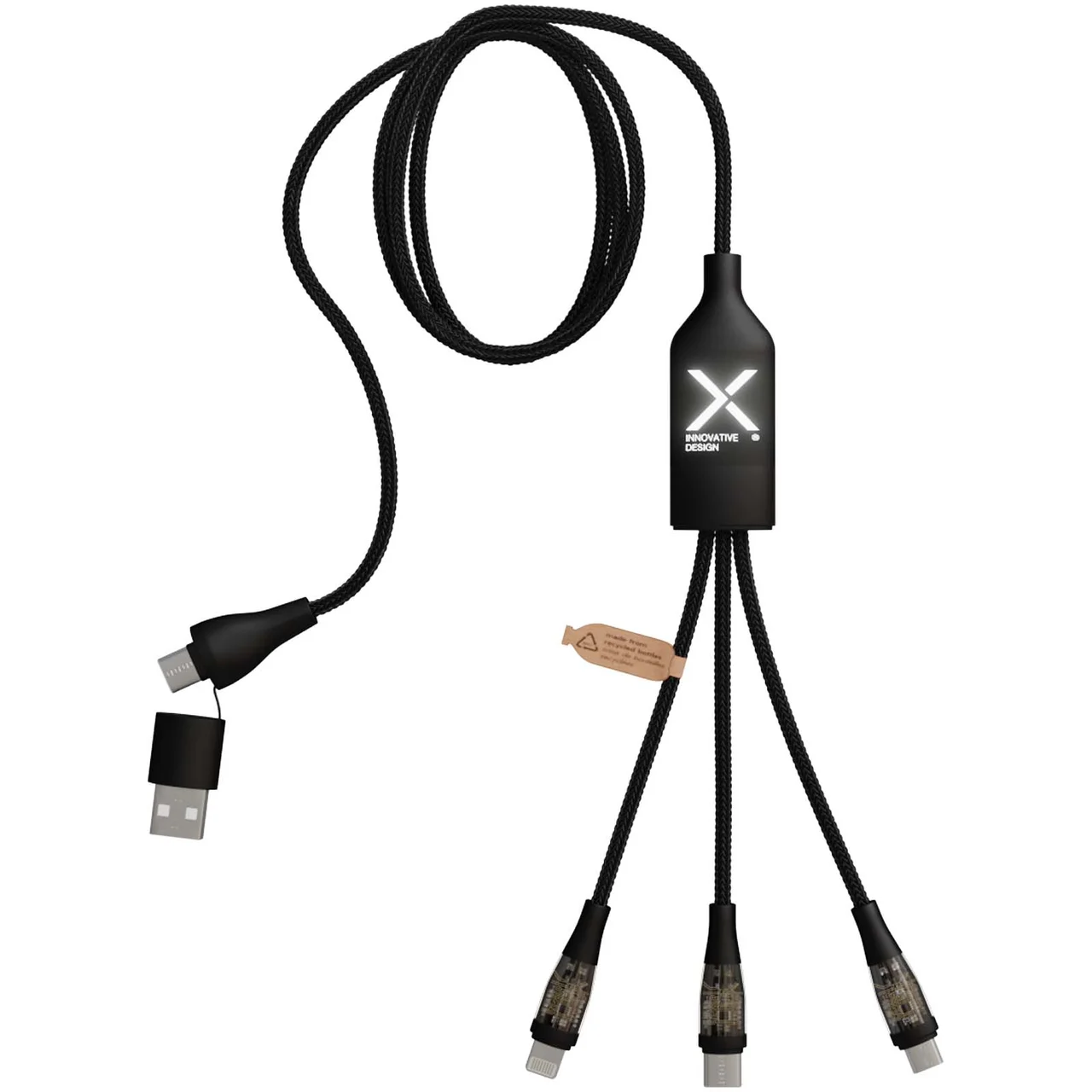 Hovedproduktbilde for Solid svart SCX.design C50 5-i-1 Hurtigladende 100 W Ladekabel med Digital Skjerm