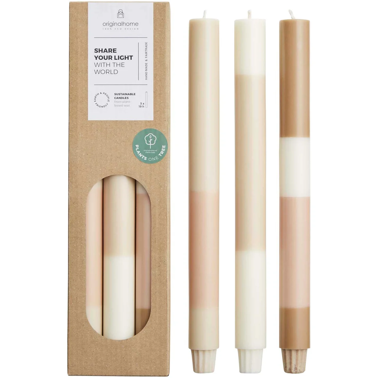 Hovedproduktbilde for Offwhite Originalhome Sett med 3 Lagdelte Stearinlys