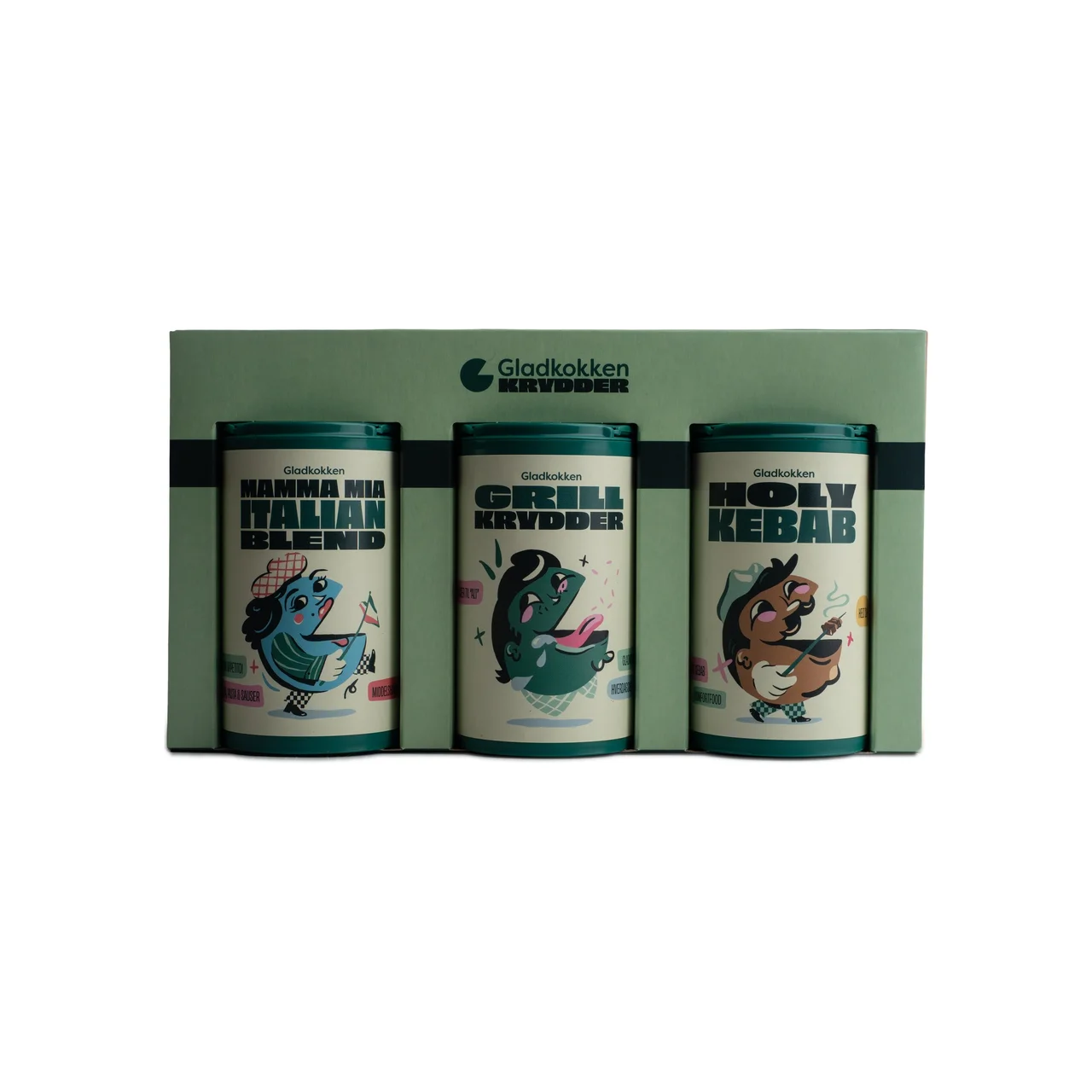 Hovedproduktbilde for 18-274-267902 Gladkokken Kryddersett i Gaveeske – Italiensk, Grill og Kebab