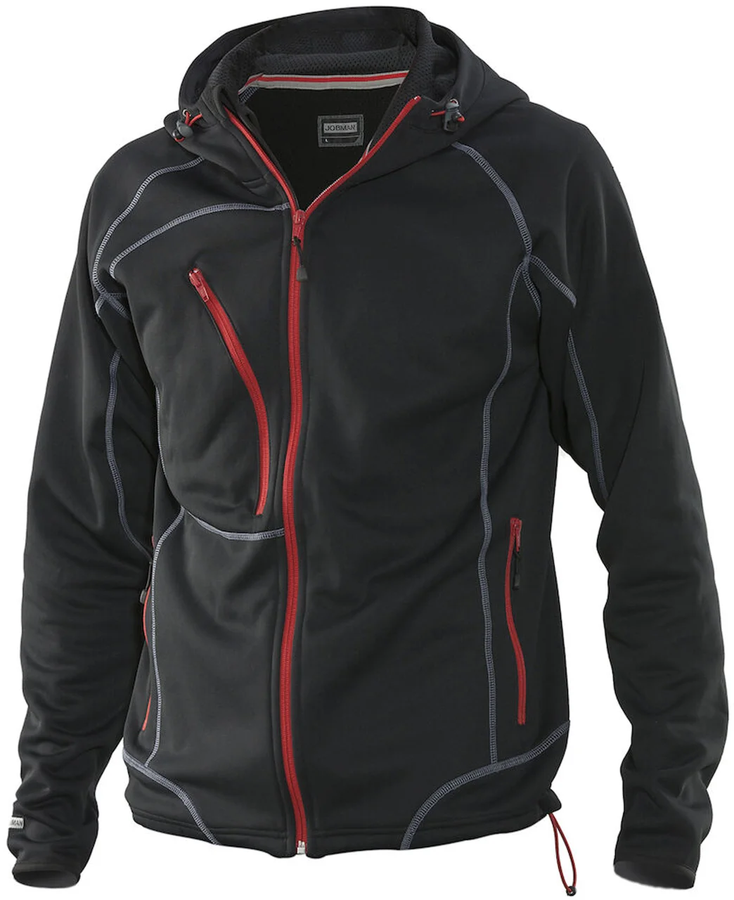 Hovedproduktbilde for Black/Red Jobman 5152 Hettejakke
