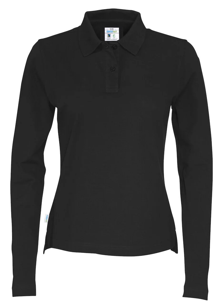 Hovedproduktbilde for Black Cottover Langermet Poloskjorte Dame