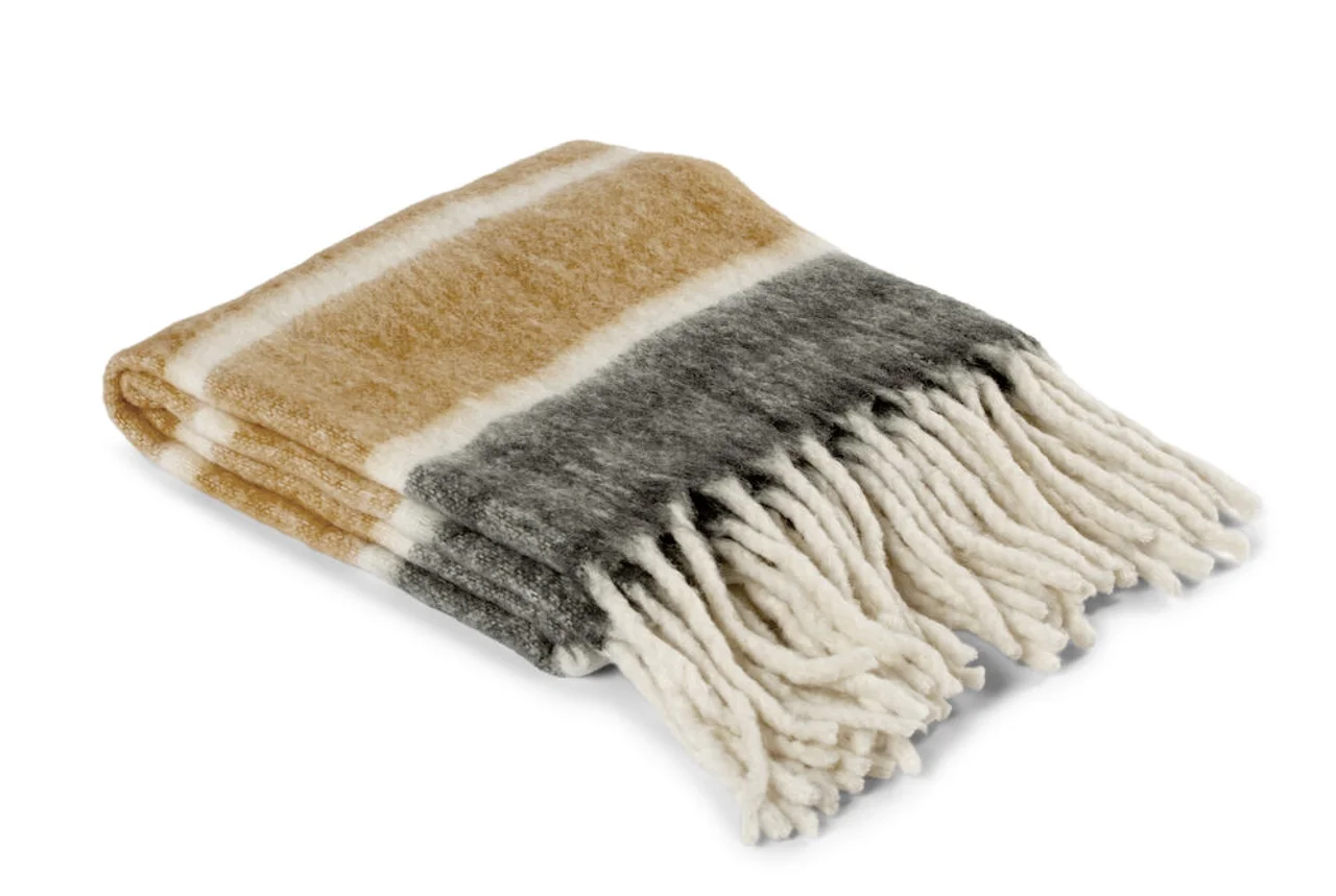 Hovedproduktbilde for Beige Kosta Linnewäfveri Håndvevd Ull og Akryl Pledd