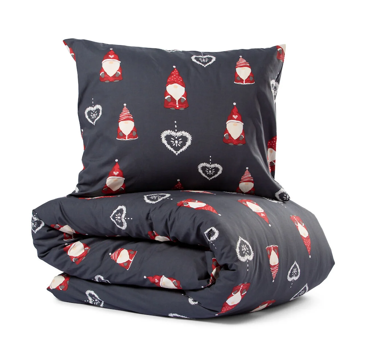 Hovedproduktbilde for Dark Grey Lord Nelson Santa Bomull Sengesett