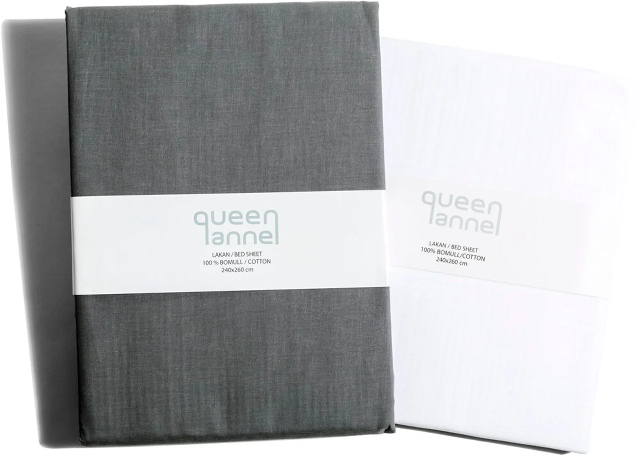 Hovedproduktbilde for Grey Queen Anne Bomull Laken