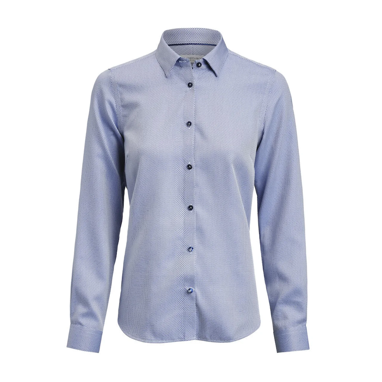 Hovedproduktbilde for Blue Jaquard J. Harvest & Frost Yellow Bow 55 Contemporary Fit Skjorte Dame