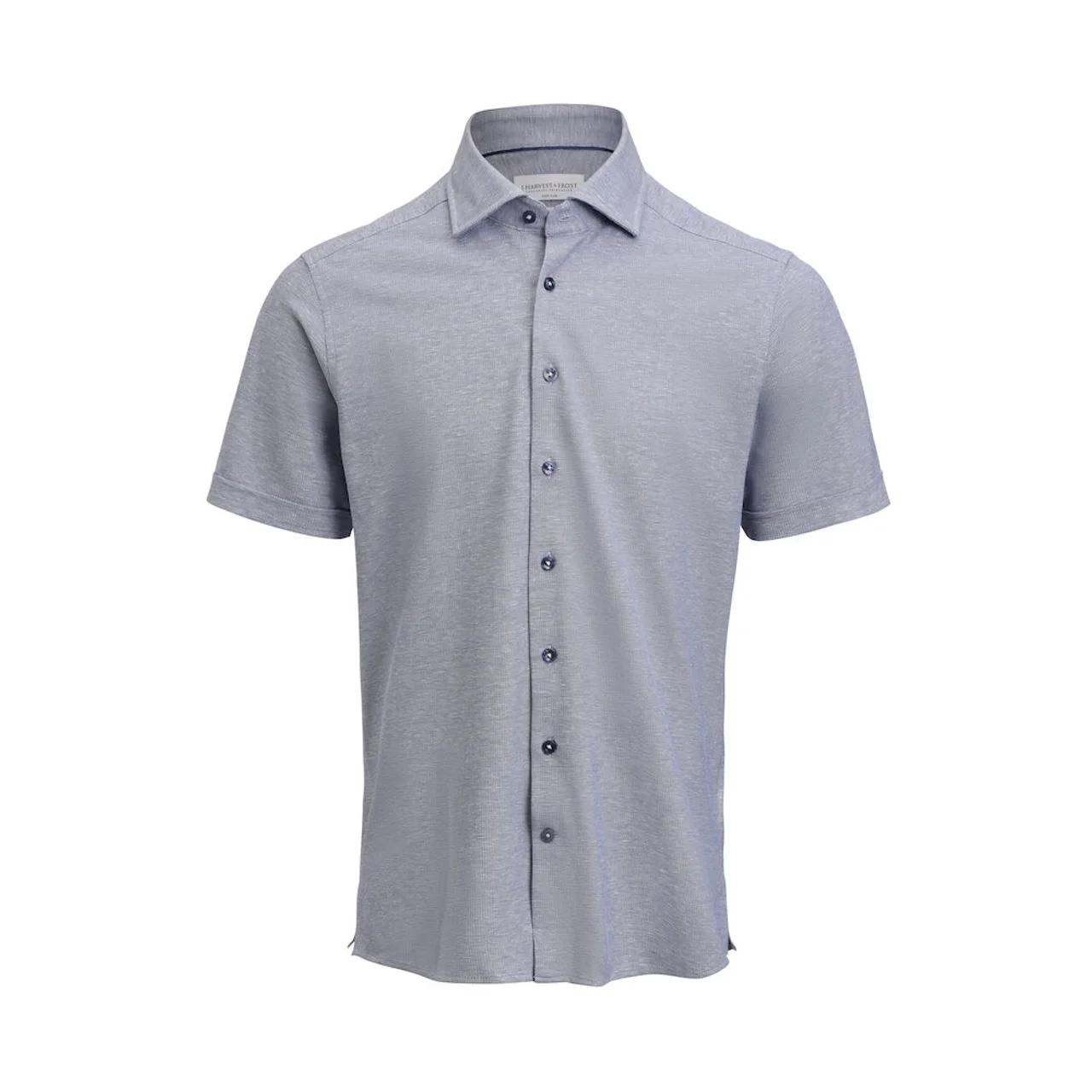 Hovedproduktbilde for Navy J. Harvest & Frost Indigo Bow 133 Kort Erm Tailored Fit Skjorte