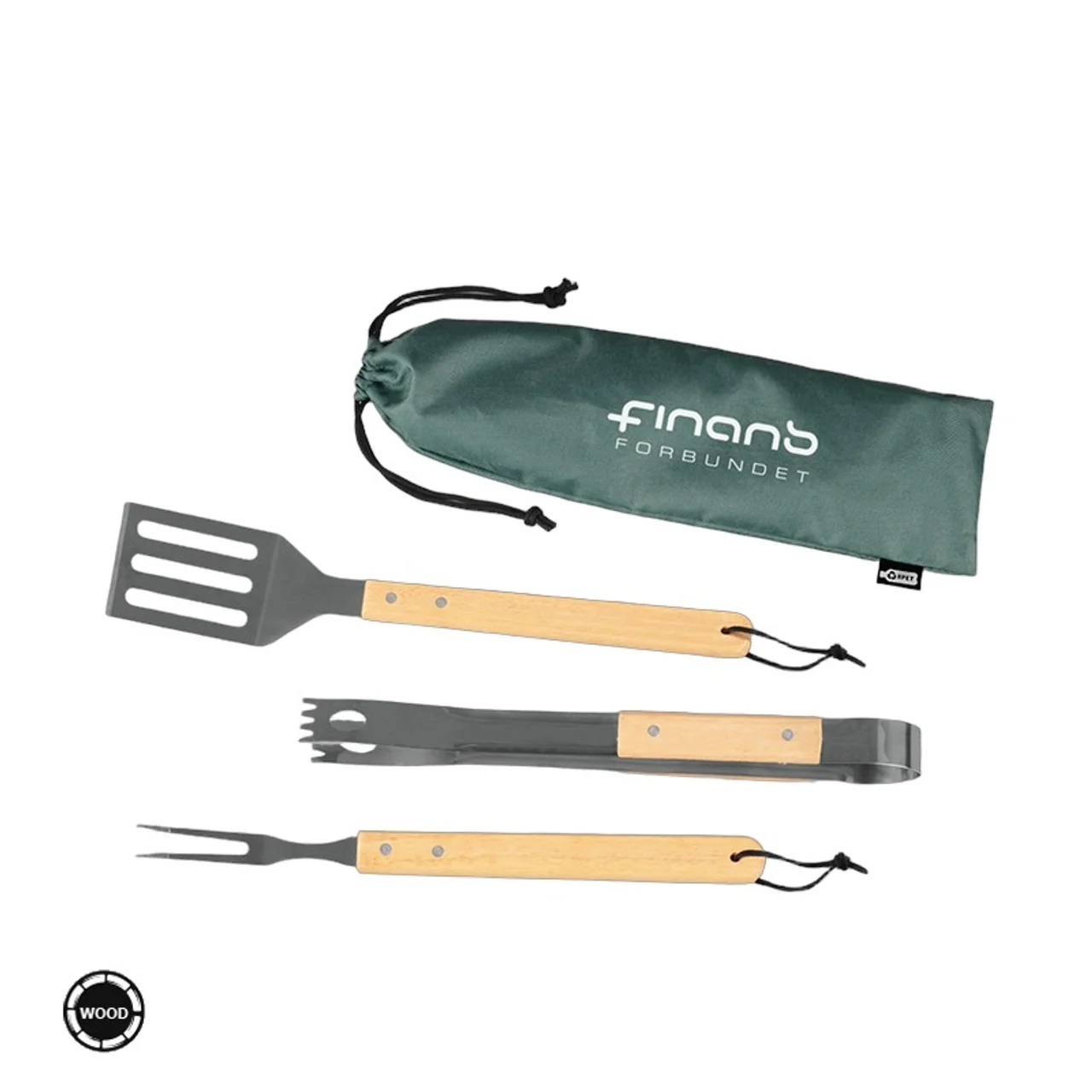 Hovedproduktbilde for 25-47-dra-2247 Holm Rustfritt Stål og Tre 3 stk BBQ Sett