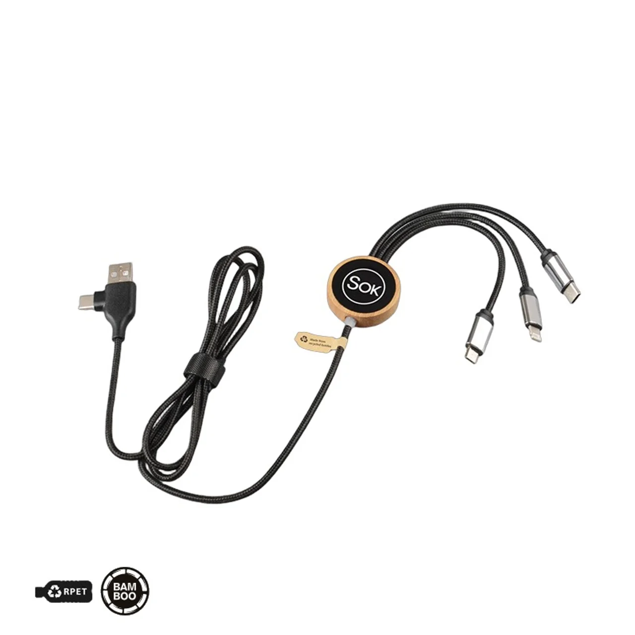 Hovedproduktbilde for 25-47-dra-2695 Niko 6-i-1 Bambus og RPET  Ladekabel