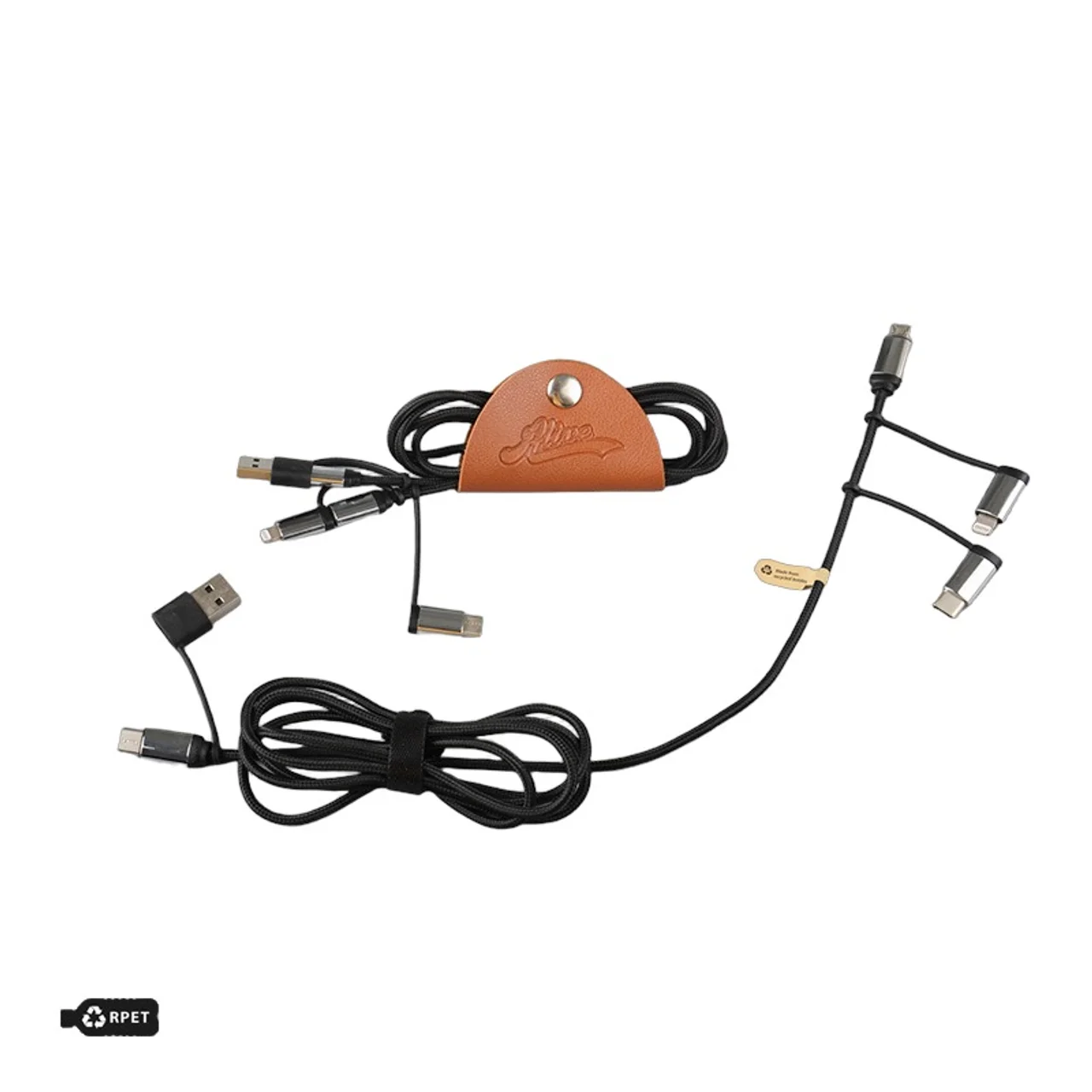 Hovedproduktbilde for 25-47-dra-2696 Arya 6-i-1 RPET Ladekabel med PU-Taske