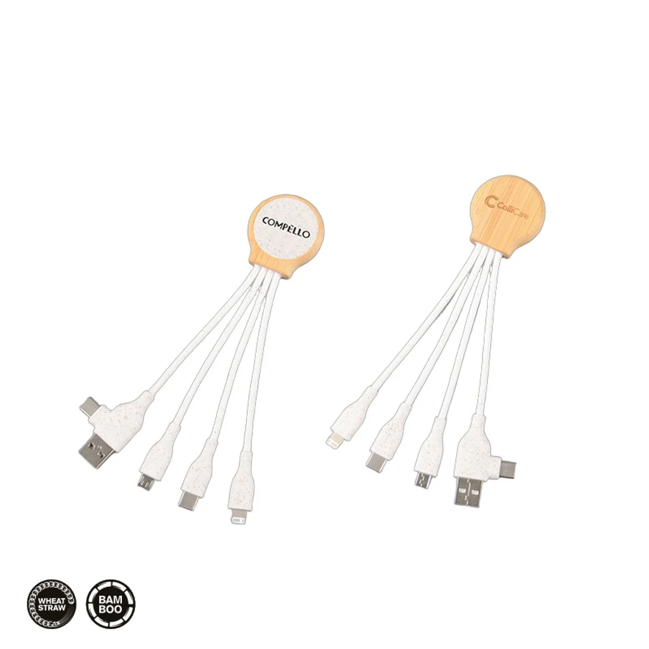 Hovedproduktbilde for 25-47-dra-2935 Borneo Bambus og Hvetehalm 6-i-1 Ladekabel