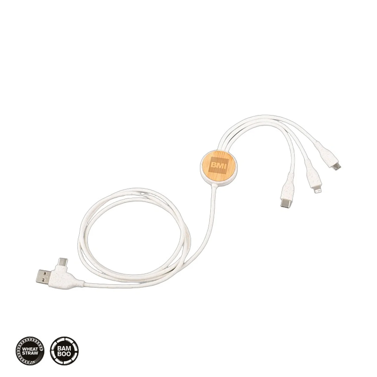 Hovedproduktbilde for 25-47-dra-2938 Tangier Hvetehalm og Bambus 6-i-1 Ladekabel