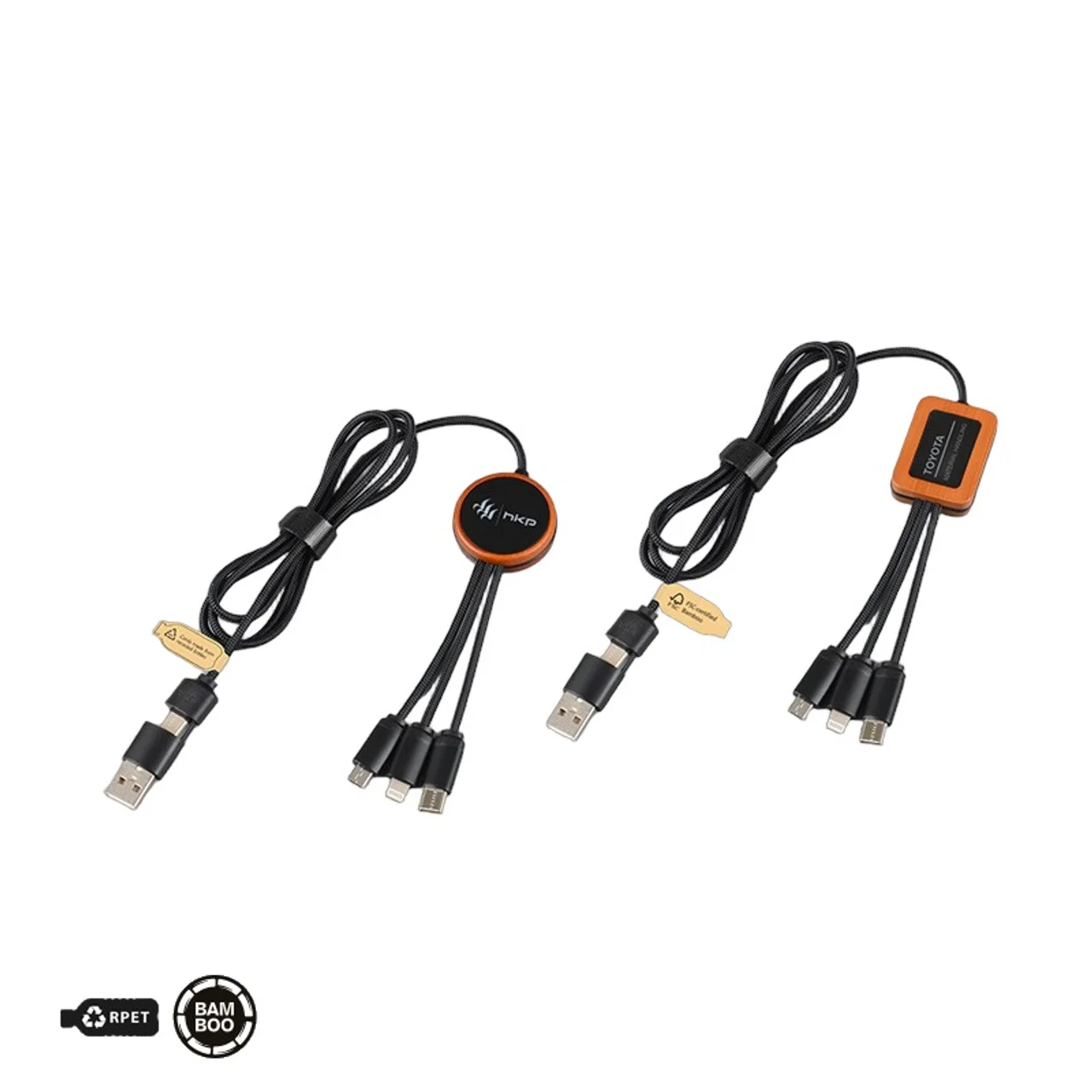 Hovedproduktbilde for 25-47-dra-2977 Base RPET og Bambus 6-i-1  Ladekabel