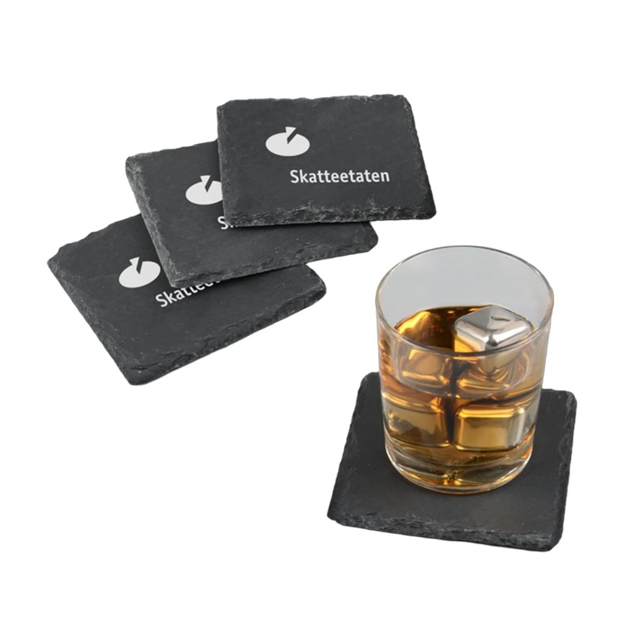 Hovedproduktbilde for 25-47-dra-3128 Buffalo Firkantet Skifer 4-pk Glassbrikkesett