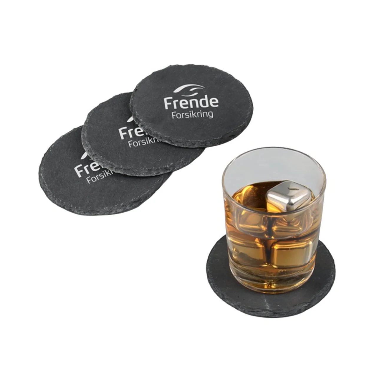Hovedproduktbilde for 25-47-dra-3129 Brekstad Rund Skifer 4-pk Glassbrikkesett