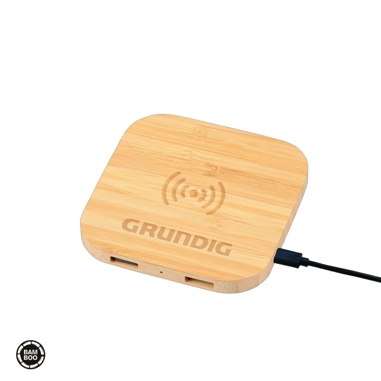 Hovedproduktbilde for 25-47-dra-3225 Hera Bambus 10W Trådløs Ladeplate med USB-porter