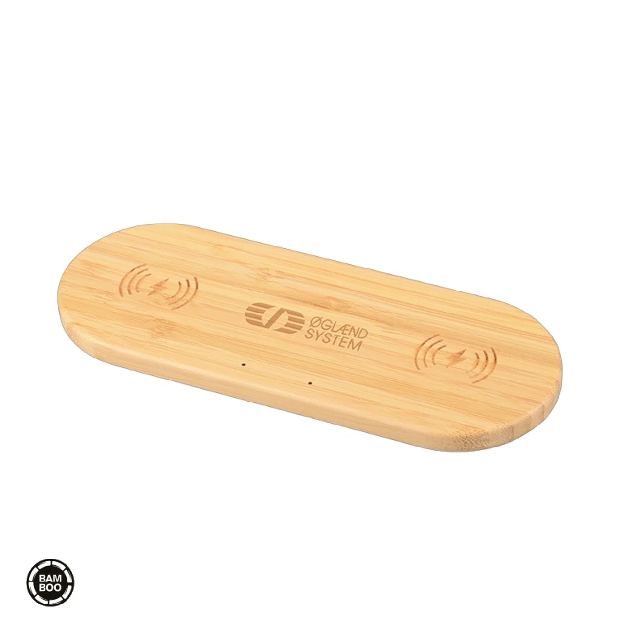 Hovedproduktbilde for 25-47-dra-3227 Eros Bambus 10W Dobbel Trådløs  Ladeplate