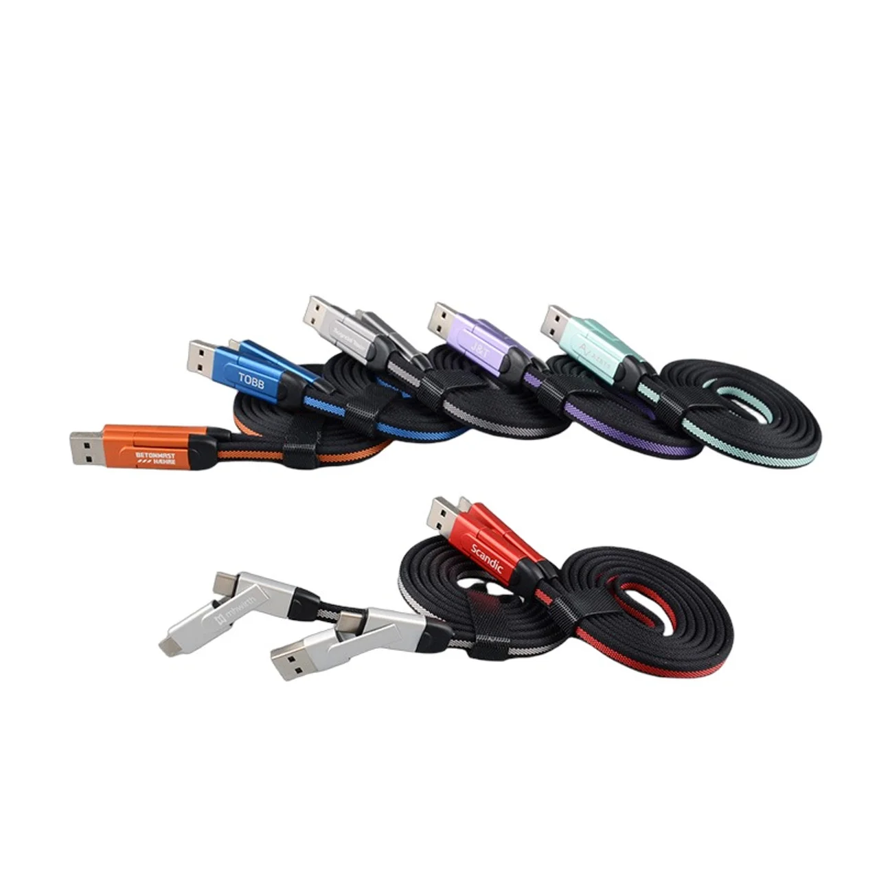 Hovedproduktbilde for 25-47-dra-3287 Kairo Nylon og Aluminium 6-i-1 Ladekabel