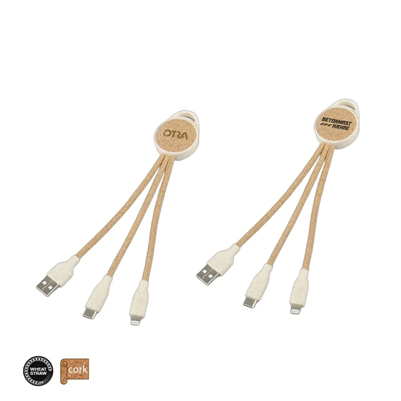 Hovedproduktbilde for 25-47-dra-3730 Hvetehalm og Kork 3-i-1 Ladekabel
