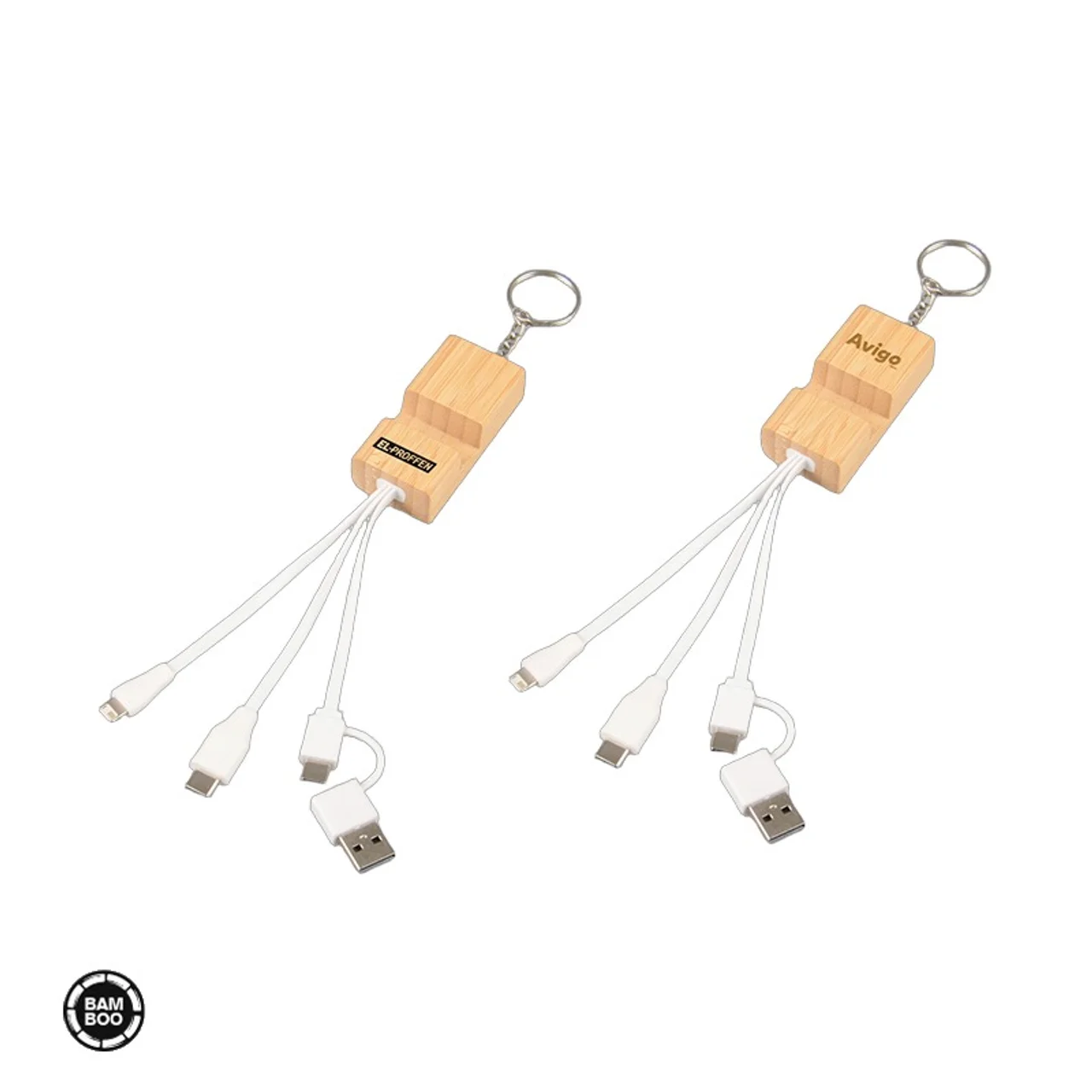 Hovedproduktbilde for 25-47-dra-3791 Bambus 6-i-1 Laderkabel med Telefonstativ