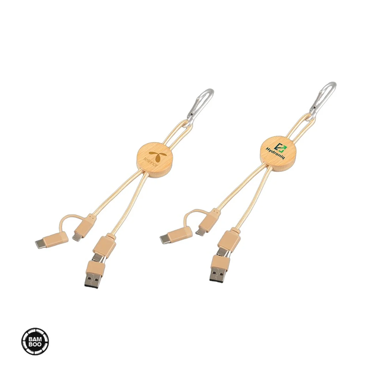 Hovedproduktbilde for 25-47-dra-3792 Leo Bambus 6-i-1 Laderkabel med Karabinkrok