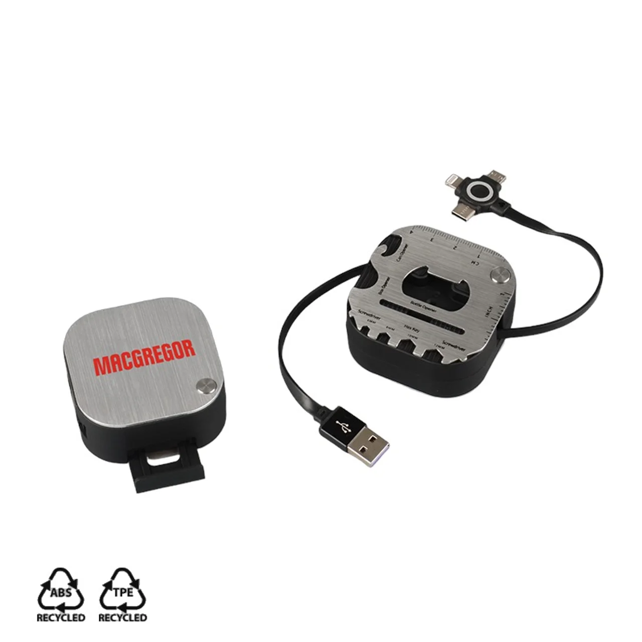 Hovedproduktbilde for 25-47-dra-3828 Caleb 3-i-1 Uttrekkbar Ladekabel med Mobilstativ