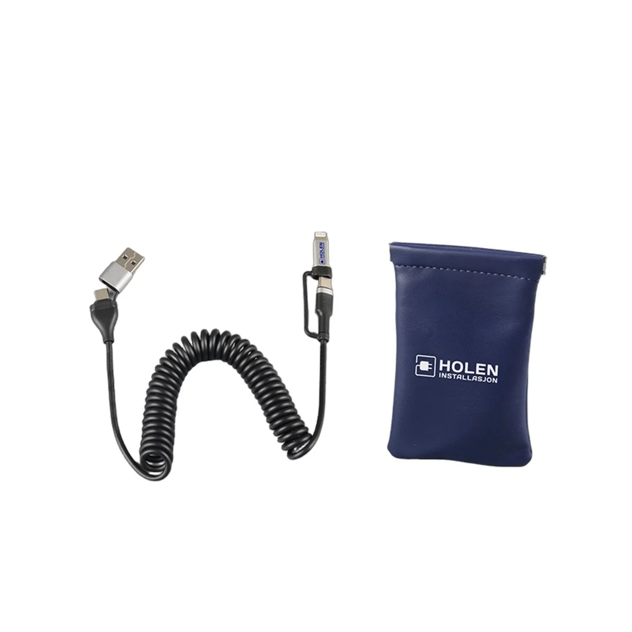 Hovedproduktbilde for 25-47-dra-4065 Isla 4-i-1 Spiral Ladekabel med PU-veske