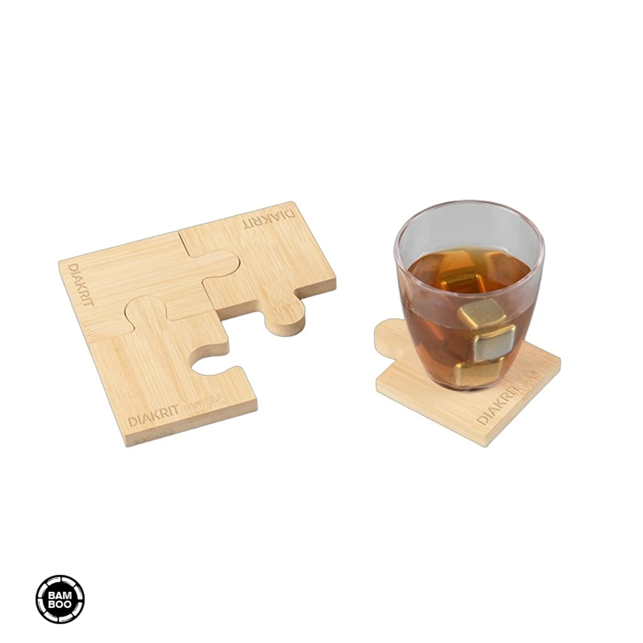 Hovedproduktbilde for 25-47-dra-4141 Puslespill Bambus 4-pk Glassbrikke