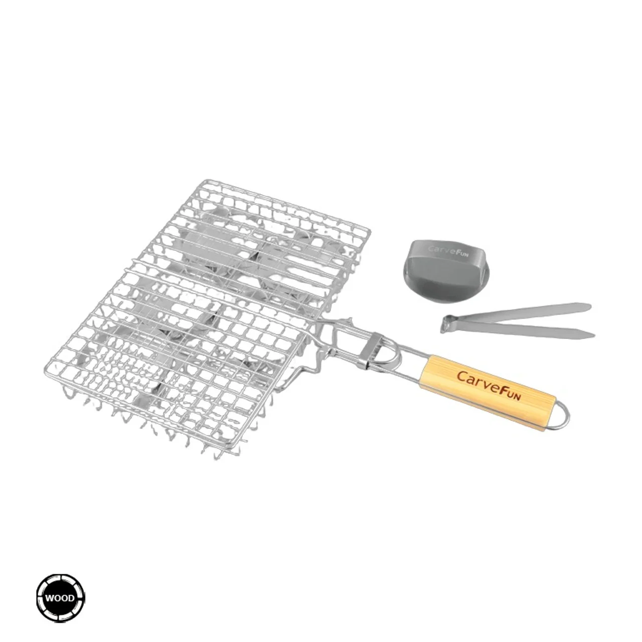 Hovedproduktbilde for 25-47-dra-4204 Ayr Rustfritt Stål Burger Grillrist med Trehåndtak