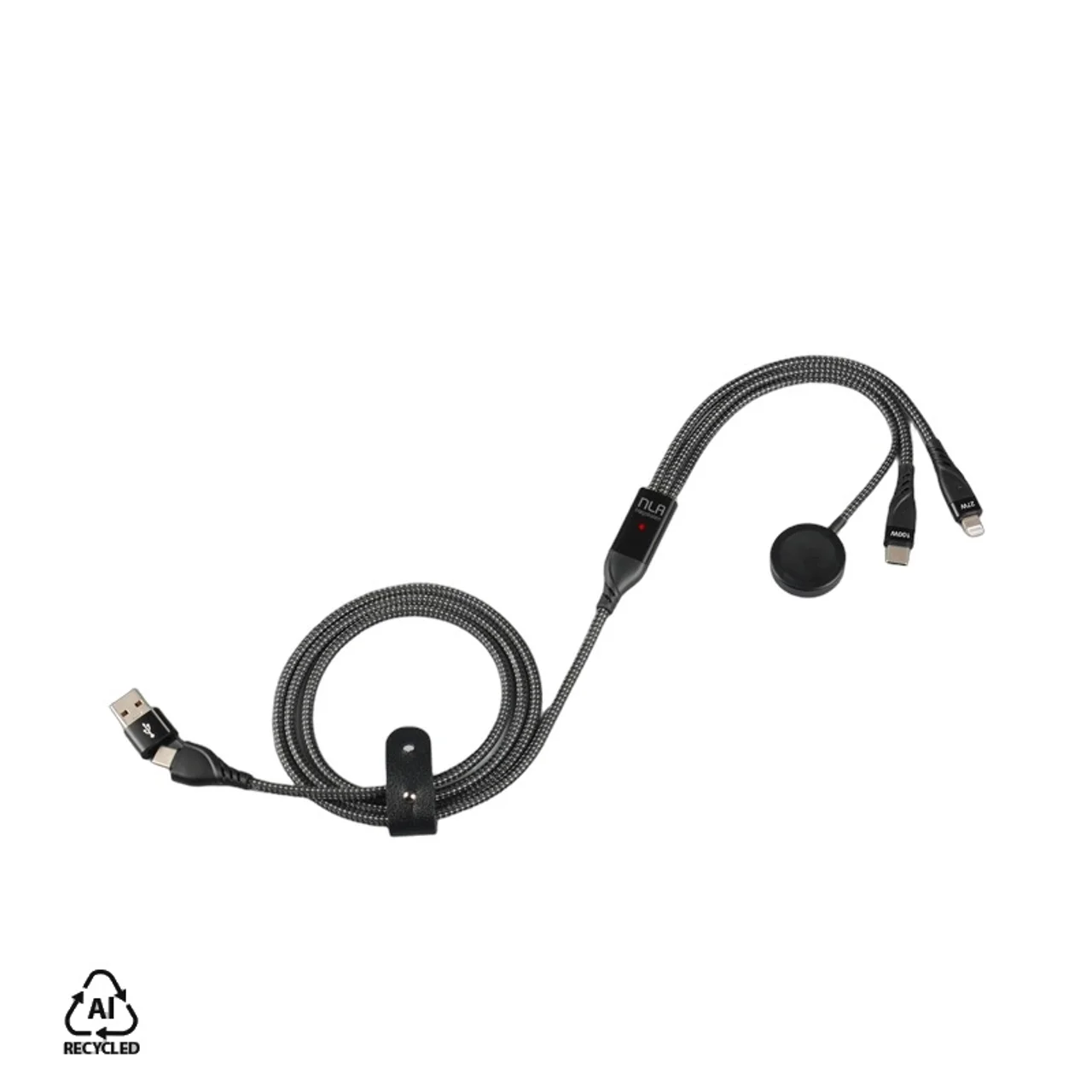 Hovedproduktbilde for 25-47-dra-4258 Camden Nylon og Resirkulert Aluminium 6-i-1 Ladekabel