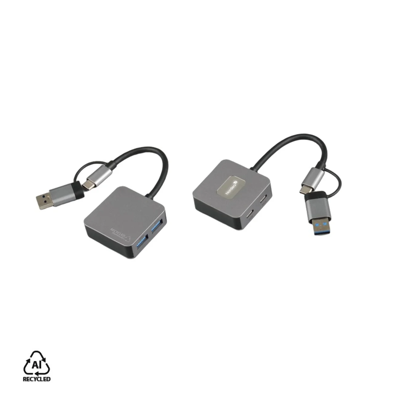 Hovedproduktbilde for 25-47-dra-4293 Echoa Resirkulert Aluminium 4-i-2 USB hub