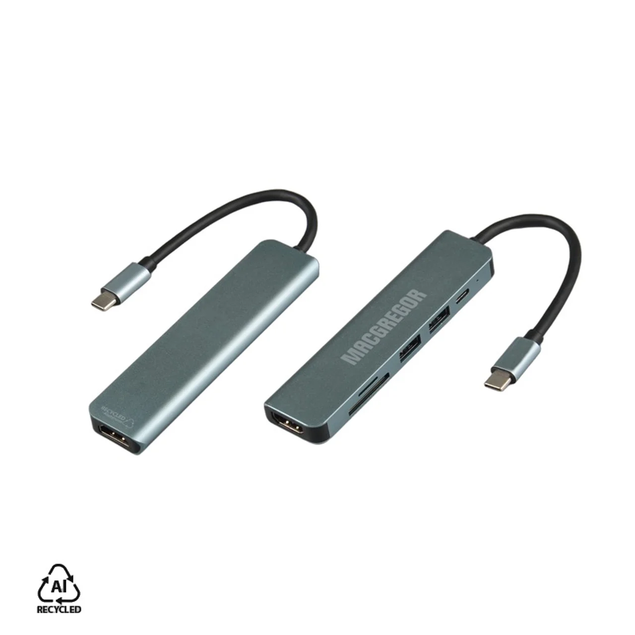 Hovedproduktbilde for 25-47-dra-4298 Emberly Resirkulert Aluminium 6-i-1 USB hub