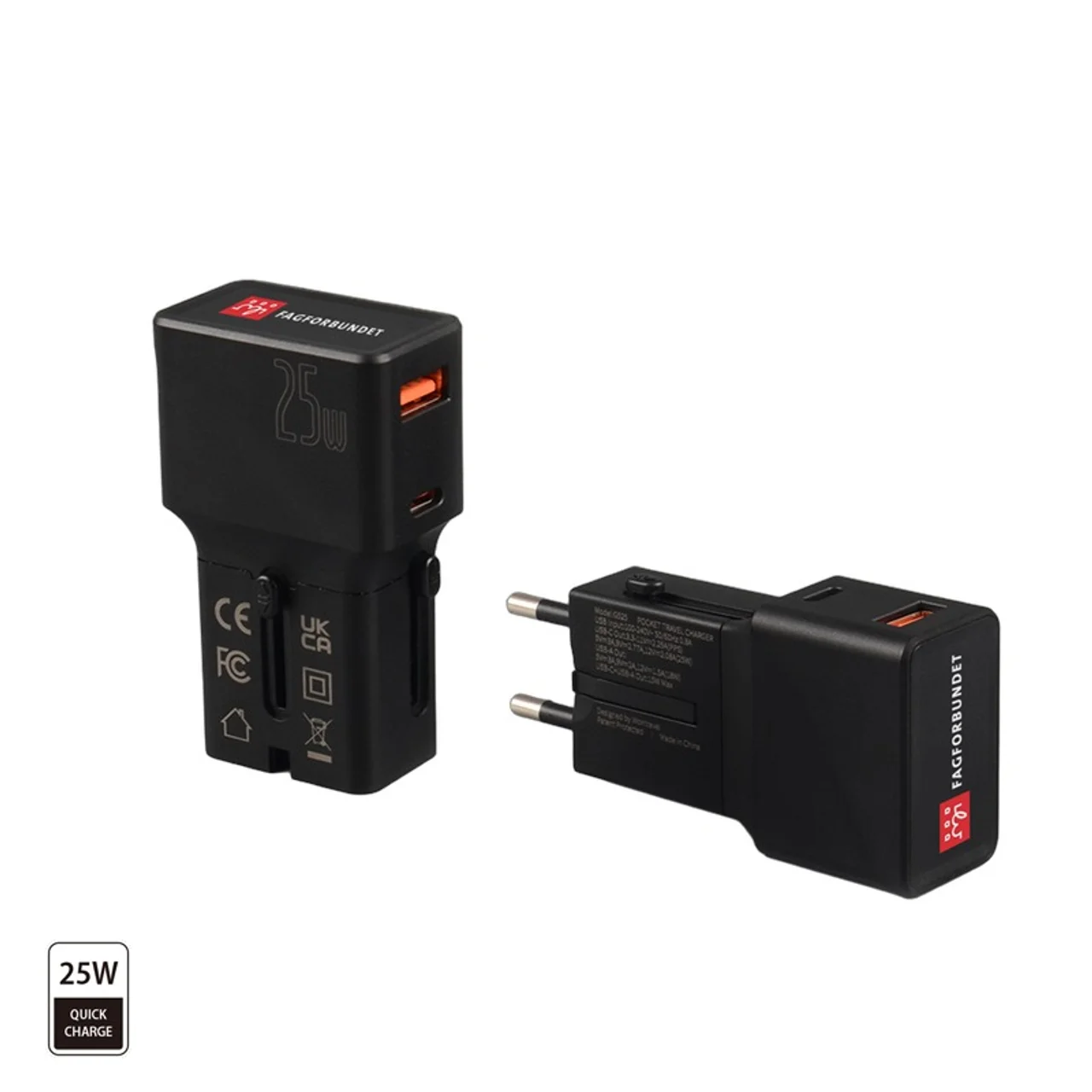 Hovedproduktbilde for 25-47-dra-4385 Jaro 25W PD Lomme Reiseadapter med USB-A og USB-C