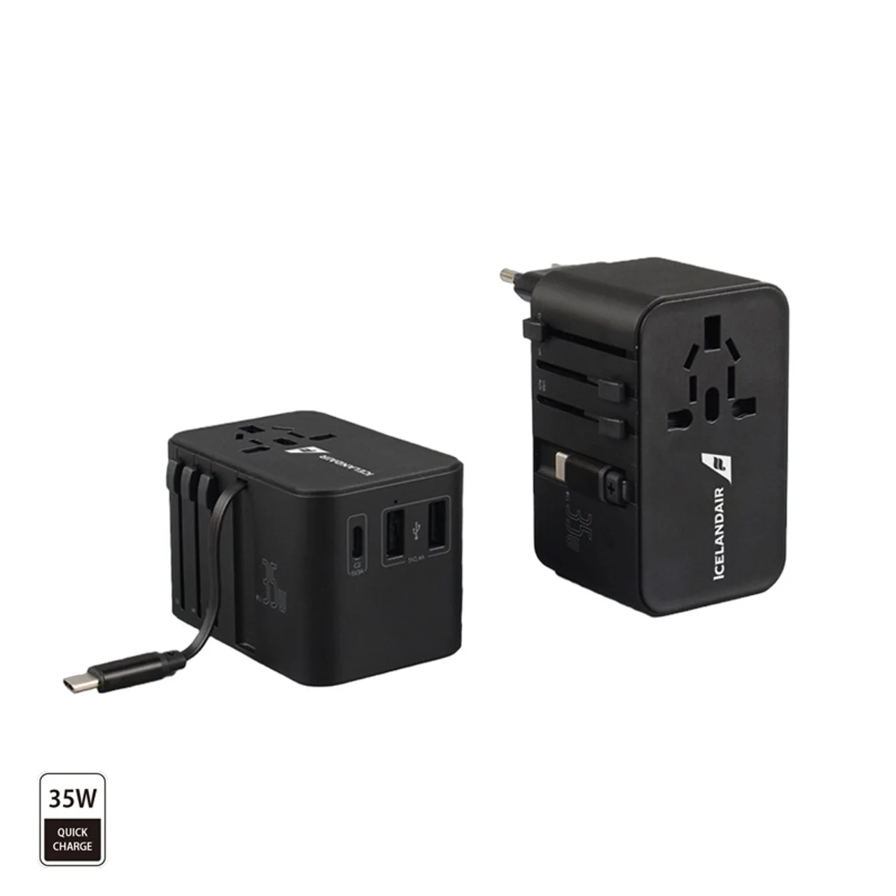 Hovedproduktbilde for 25-47-dra-4388 Sivo 35W PD Reiseadapter med Uttrekkbar Ladekabel