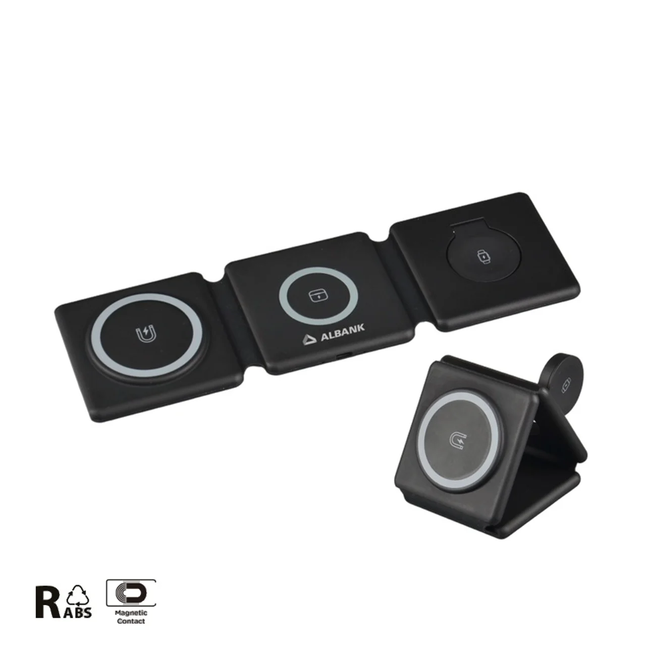Hovedproduktbilde for 25-47-dra-4868 Wesley RCS Resirkulert ABS 3-i-1 Sammenleggbar Magnetisk 15W Trådløs Ladeplate