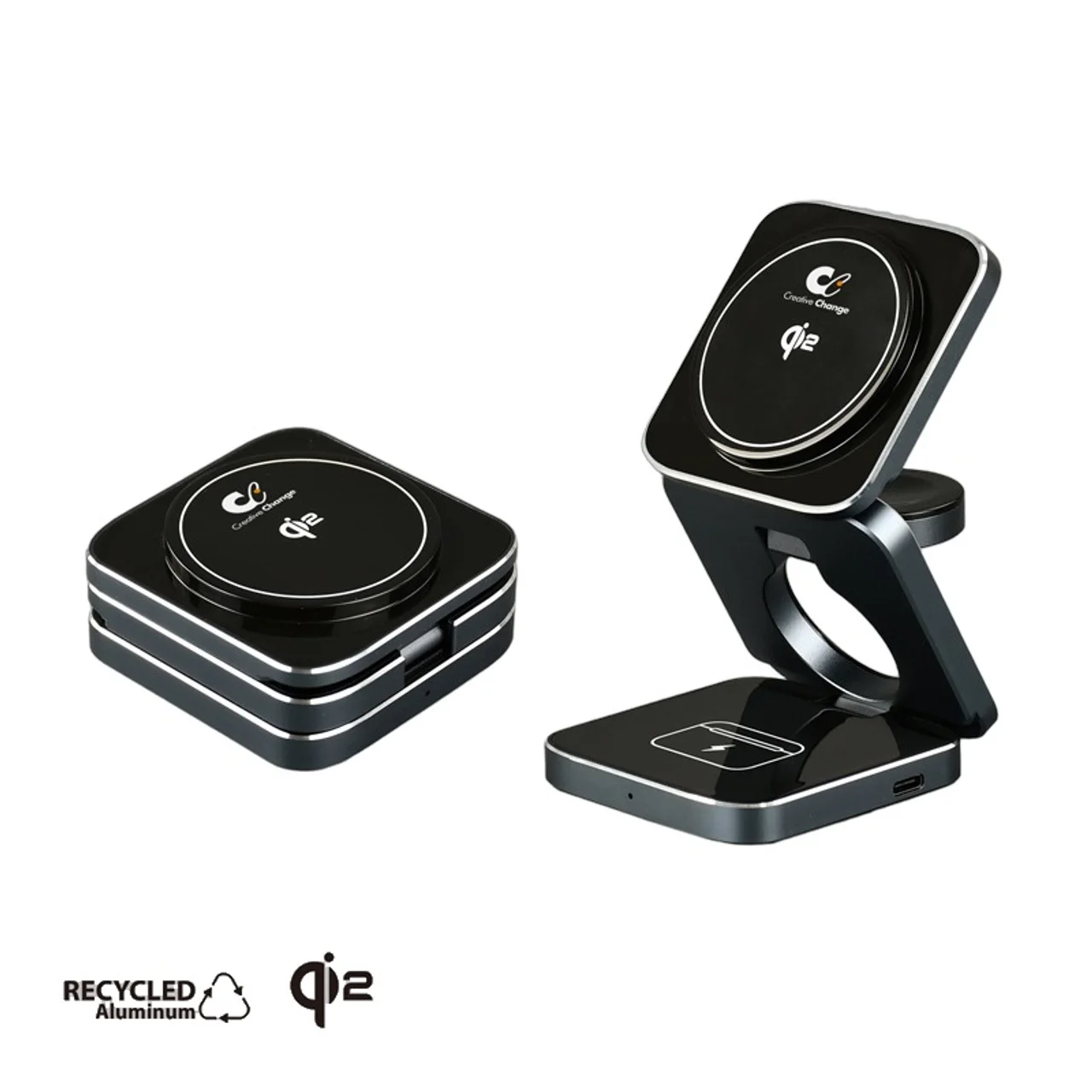 Hovedproduktbilde for 25-47-dra-6059 Milano Aluminium 3-i-1 Sammenleggbar Trådløs Ladeplate