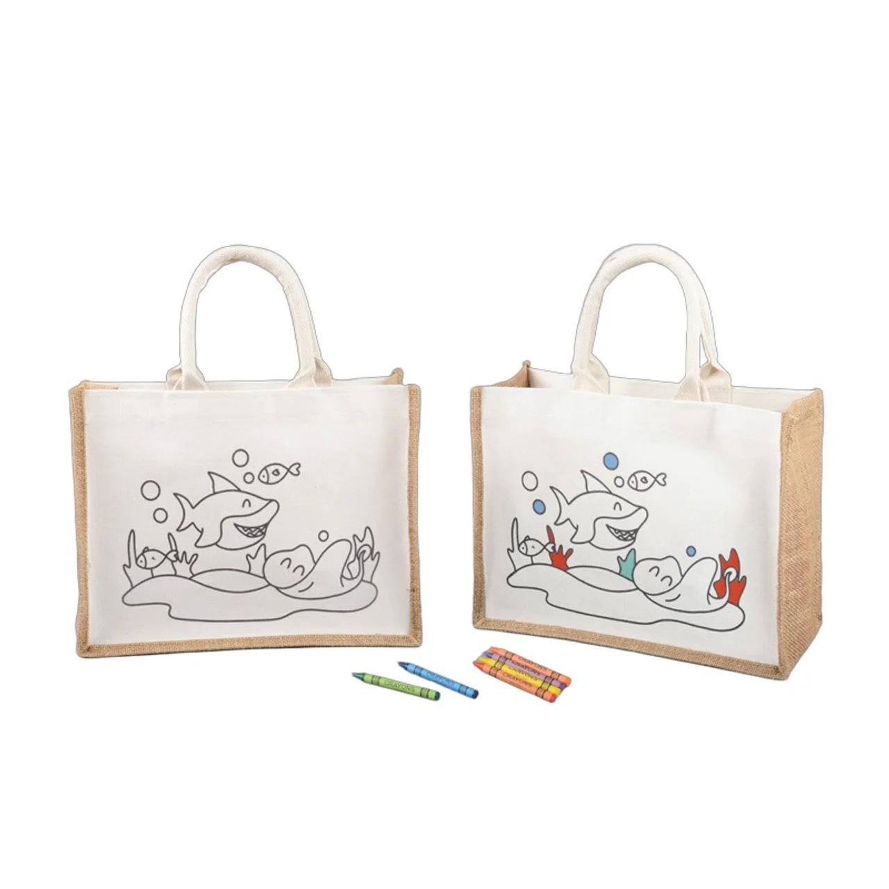 Hovedproduktbilde for 25-47-drb-6129 RPET Canvas og Jute "Tegn på meg" Shoppingbag for Barn