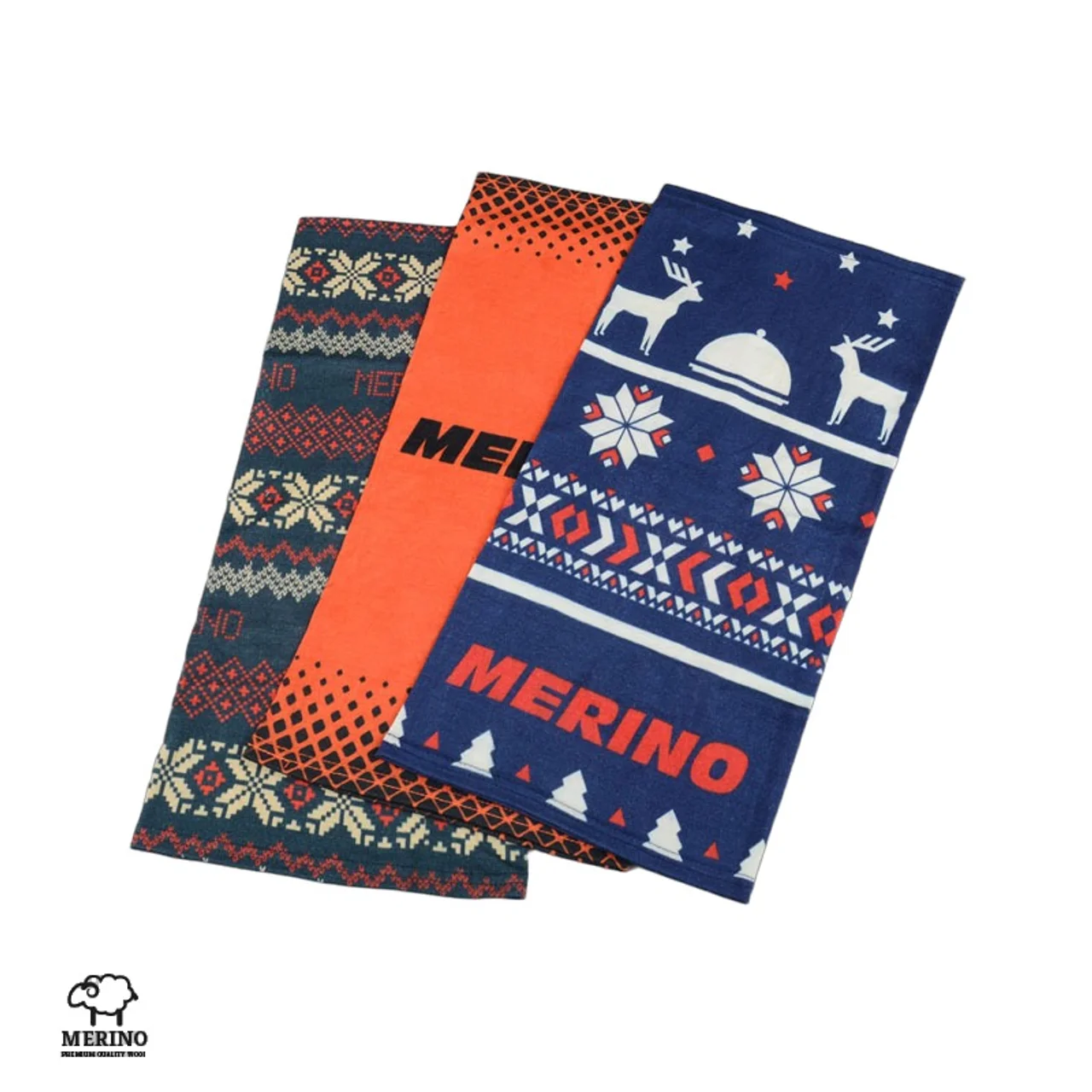 Hovedproduktbilde for 25-47-drc-8031 Elif Merinoull Fullfargetrykket Bandana Multilue