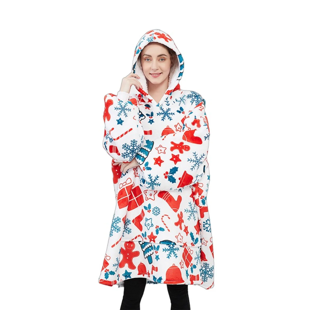 Hovedproduktbilde for 25-47-drc-9679 Salenne Flanell og Sherpa Fullfargetrykket  Fleecegenser
