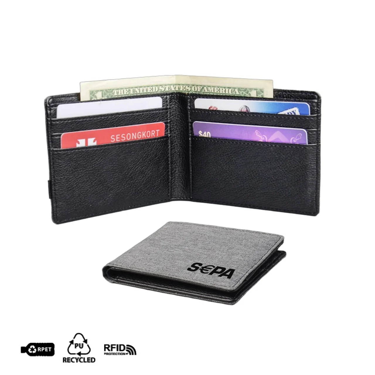 Hovedproduktbilde for 25-47-drd-5027 Beirut RPET og PU Lær RFID Lommebok