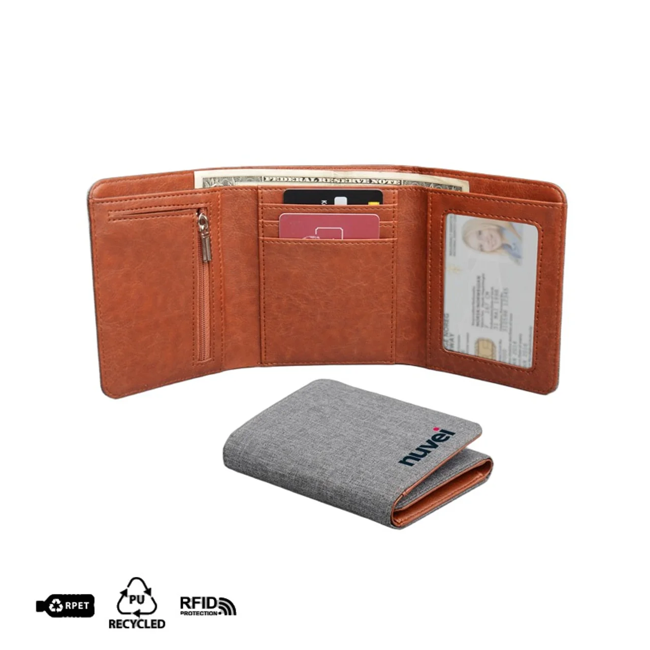 Hovedproduktbilde for 25-47-drd-5028 Warden RPET og PU Lær RFID Lommebok