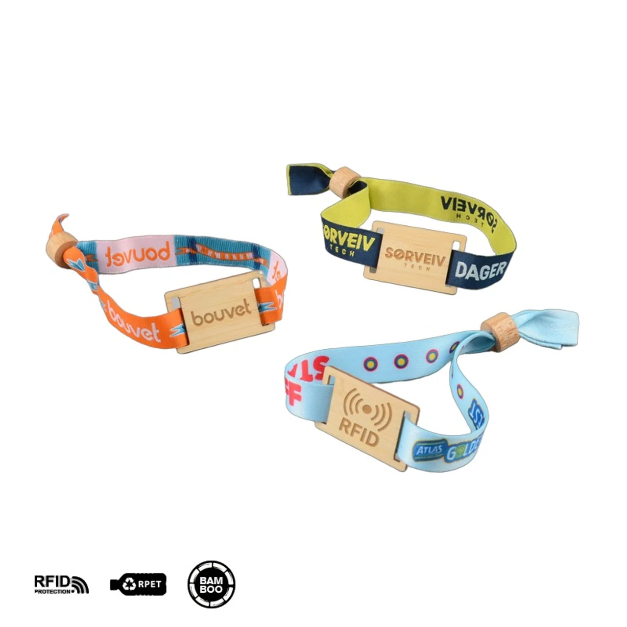 Hovedproduktbilde for 25-47-drd-5385 Mexico RPET og Bambus RFID Festivalbånd