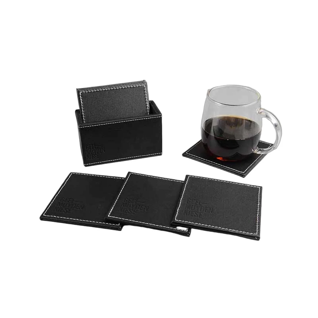 Hovedproduktbilde for 25-47-drd-5692 Catania PU Lær Glassbrikke Gavesett
