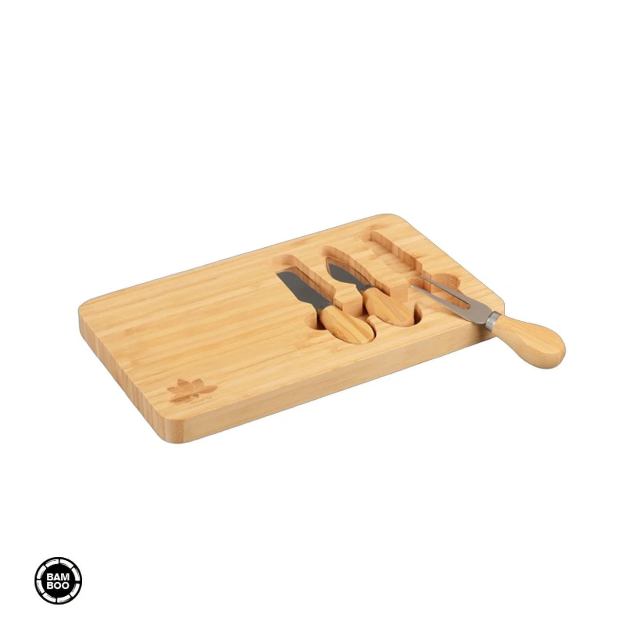 Hovedproduktbilde for 25-47-drd-5887 Pilfeste Bambus Ostebrett og Knivsett