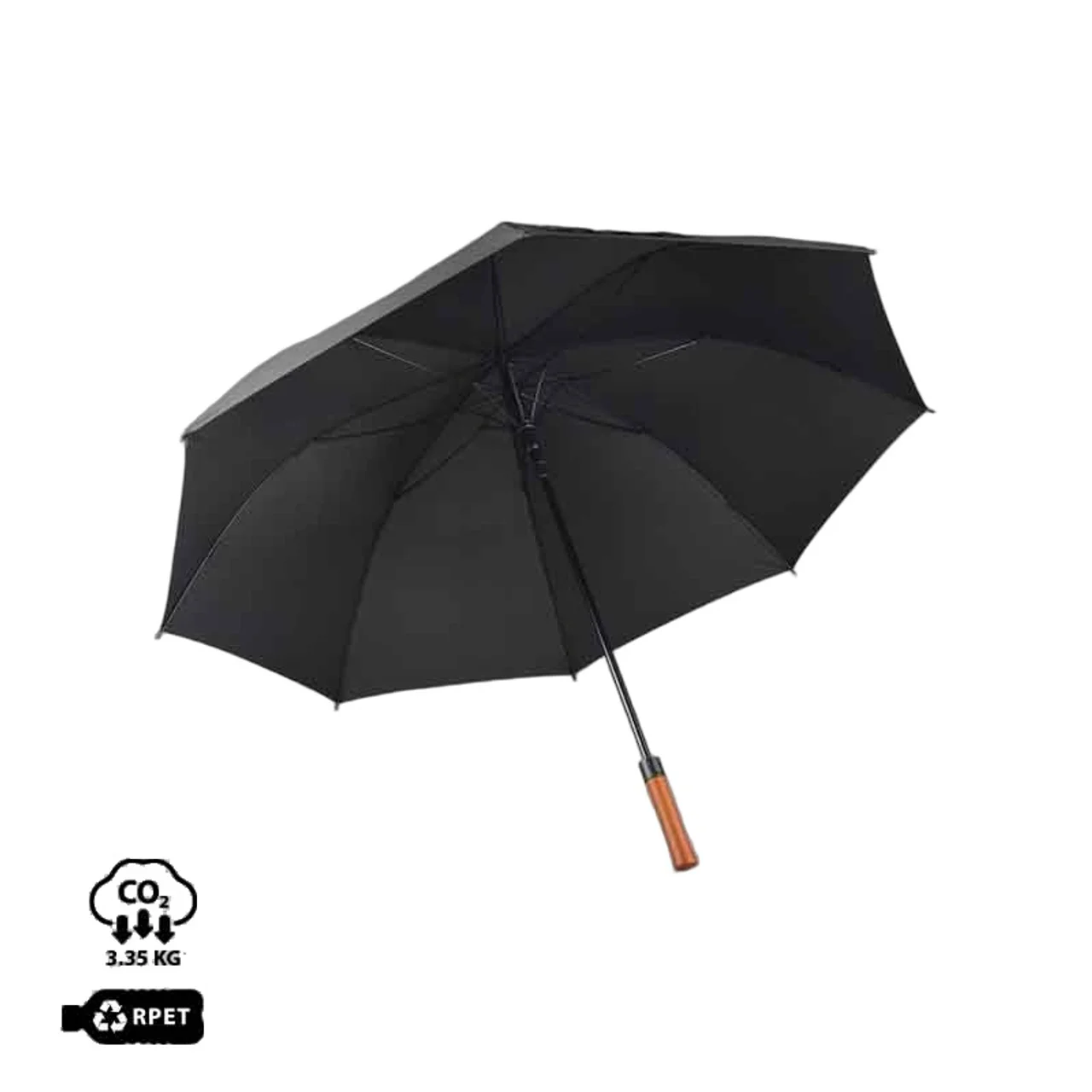 Hovedproduktbilde for 25-47-drd-6105 Jernfeste RPET Golfparaply med Trehåndtak Stormsikker Paraply