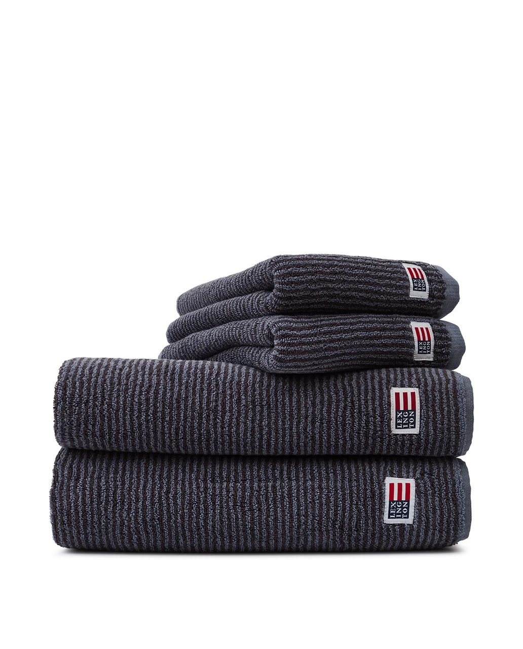 Hovedproduktbilde for Steel Blue/Dark Gray (LX) Lexington Original Striped Kjemmet Bomull Håndkle