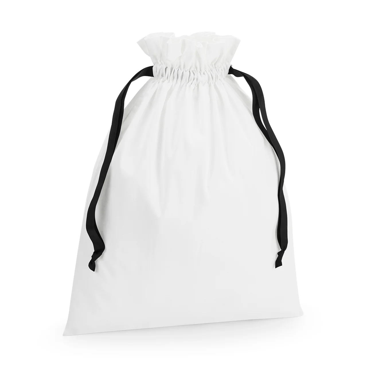 Hovedproduktbilde for Soft White/Black Westford Mill 140 g/m2 Bomull Gaveposer med Snøring