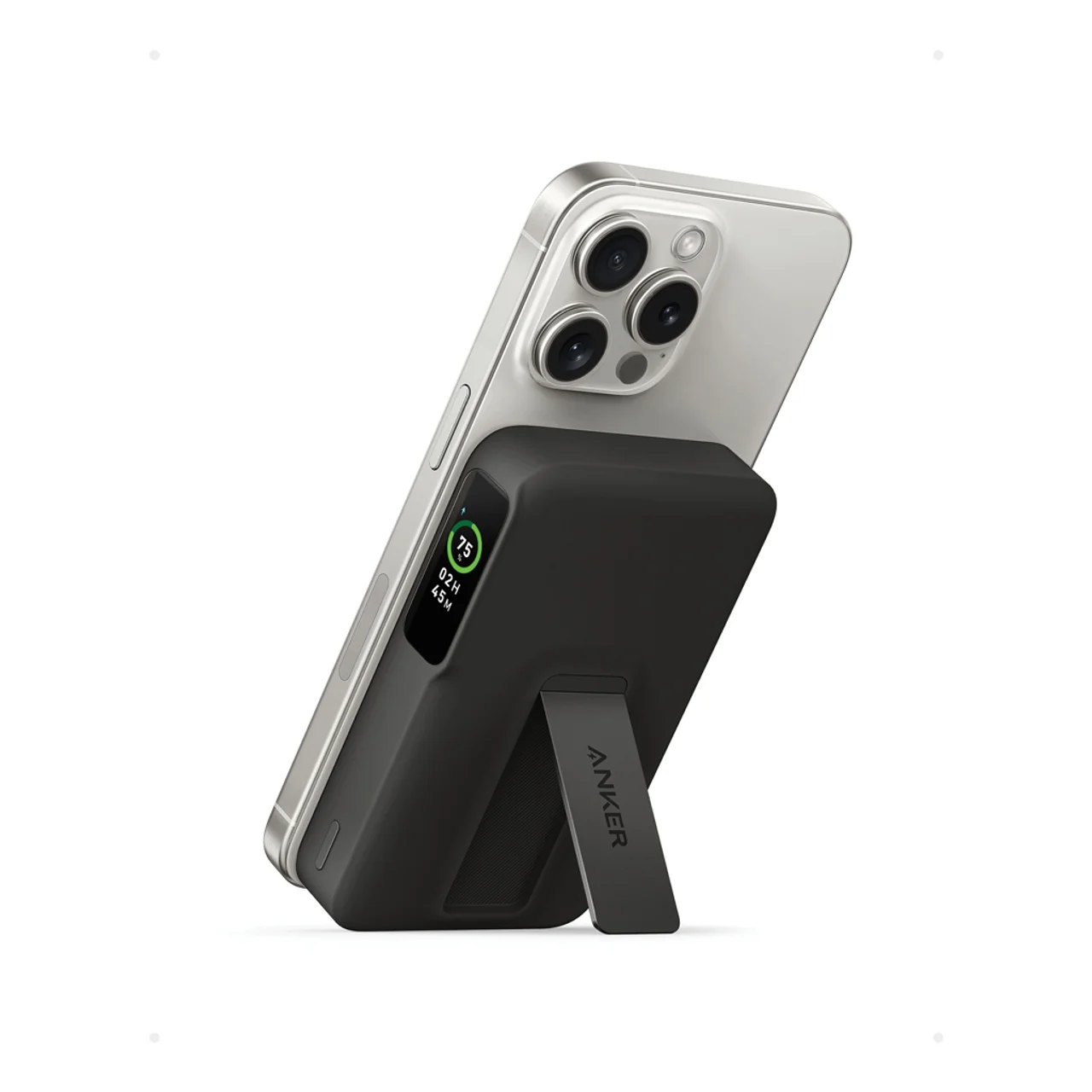 Hovedproduktbilde for Svart Anker MagGo QI2 10.000 mAh Magnetisk Powerbank med Stativ