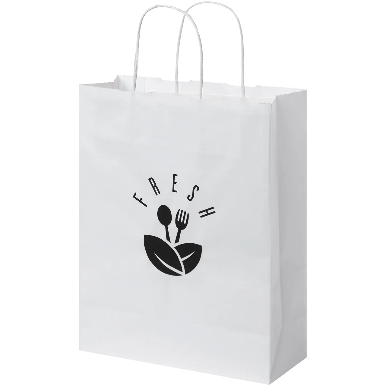 Hovedproduktbilde for Hvit Papirpose Medium (25 x 11 x 32 cm) 80 g/m2 Kraftpapir med Vridde Håndtak