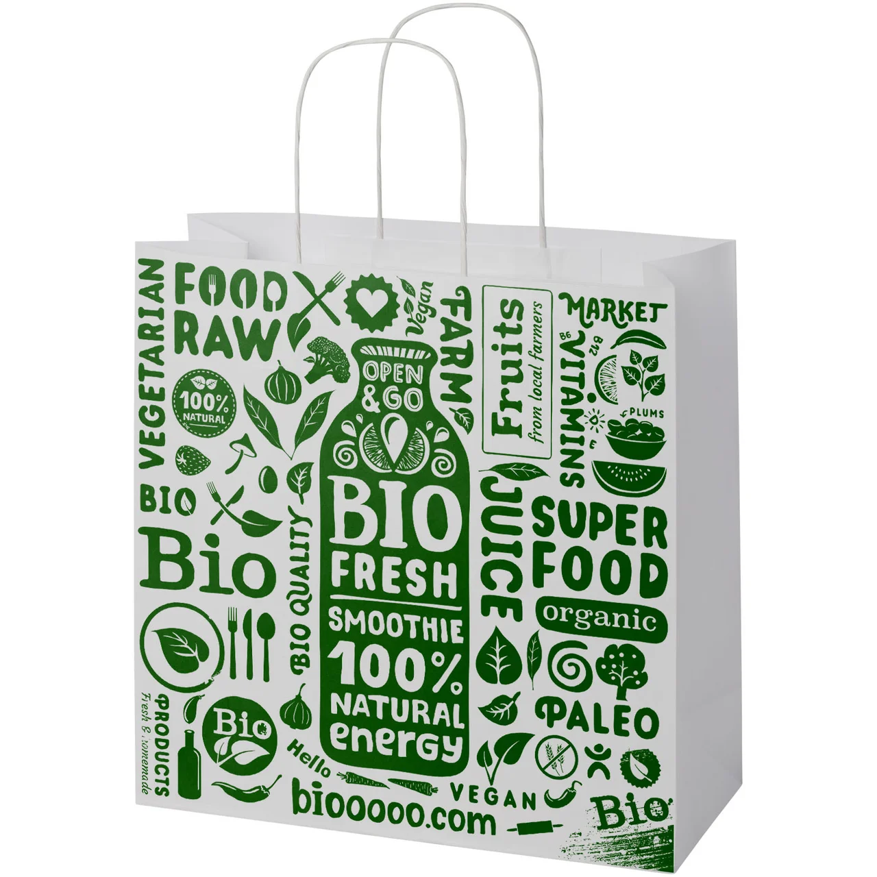 Hovedproduktbilde for Hvit Papirpose XL (31 x 12 x 31 cm) 120 g/m2 Kraftpapir med Vridde Håndtak